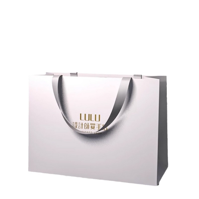 Pungi din hârtie personalizate pentru magazine de îmbrăcăminte, pungi de lux cu bază pătrată și imprimare a logo-ului