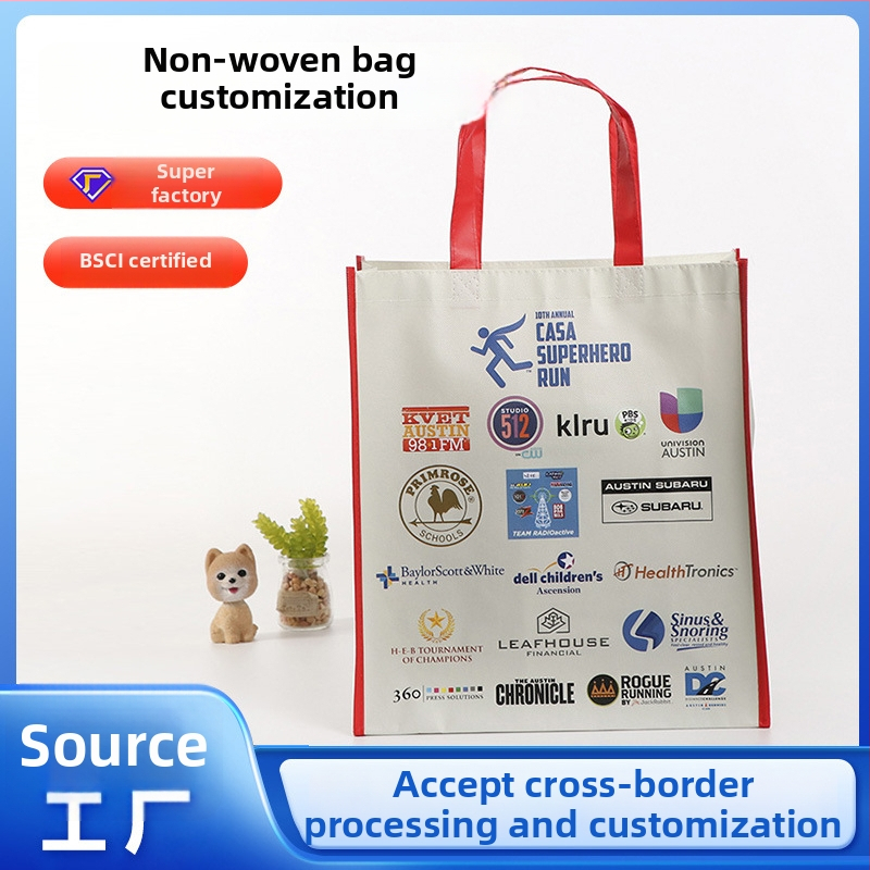 Geantă de cumpărături din material nețesut, imprimare serigrafică personalizată, cusături, finisaj laminat și imprimare cu logo