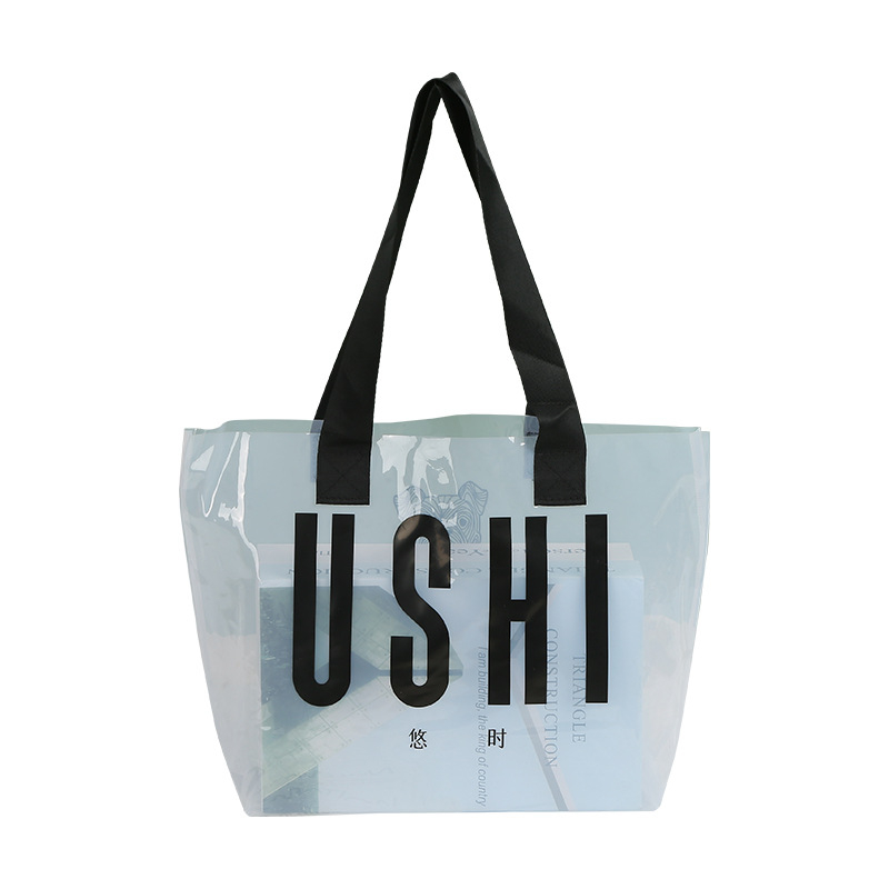 Geantă transparentă din PVC, capacitate mare, pentru magazine de îmbrăcăminte, geantă de plajă pentru produse de toaletă și cosmetice de vară, personalizabilă
