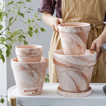 Ghiveci ceramic pentru suculente, rotund, colorat