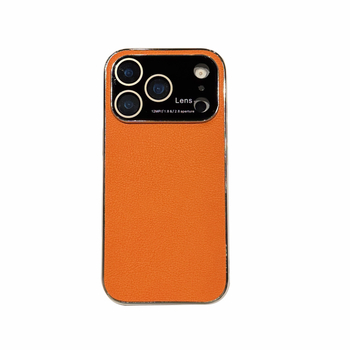 Maska za iPhone 17 Pro s velikim prozorom, tekstura kože liči, elektroplatinirani završetak, otporna na udarce i otiske prstiju