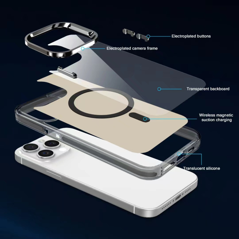 IMD futrola za iPhone 15 Pro Max s dvostrukim premazom, elektroplatiranim tipkama i magnetskom mat zaštitom