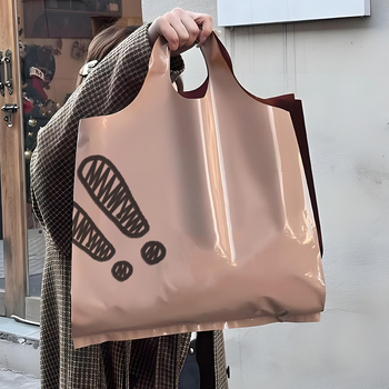 Geantă tote cu gură rotundă, personalizată, husă plastică modernă pentru cumpărături