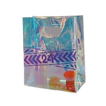 Geantă din PVC cu laser, cu mâner cu patru degete, pentru ambalare de produse de patiserie, decor floral și cadouri, logo personalizat