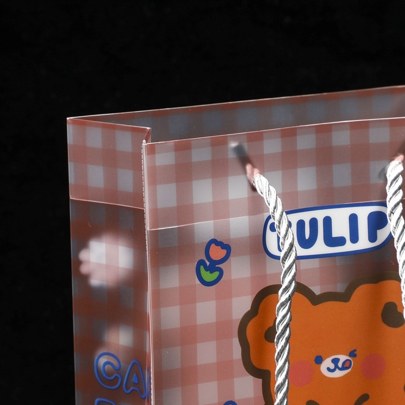 Geantă din plastic PP transparentă pentru băuturi și ambalare cadouri, geantă de cumpărături mată cu logo imprimabil