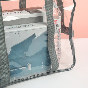 Geantă de mână transparentă din PVC, mai groasă și impermeabilă, geantă de plajă cu fermoar din plastic, capacitate mare pentru cumpărături, tote, personalizabilă