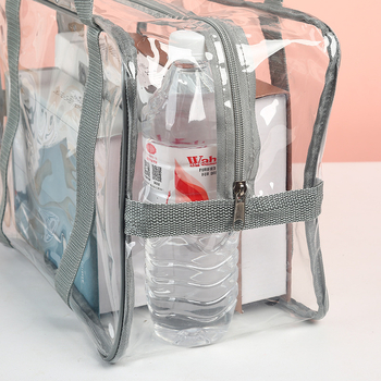 Geantă de mână transparentă din PVC, mai groasă și impermeabilă, geantă de plajă cu fermoar din plastic, capacitate mare pentru cumpărături, tote, personalizabilă