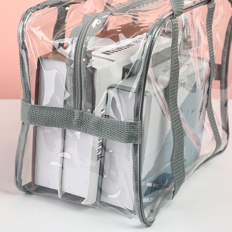 Geantă de mână transparentă din PVC, mai groasă și impermeabilă, geantă de plajă cu fermoar din plastic, capacitate mare pentru cumpărături, tote, personalizabilă
