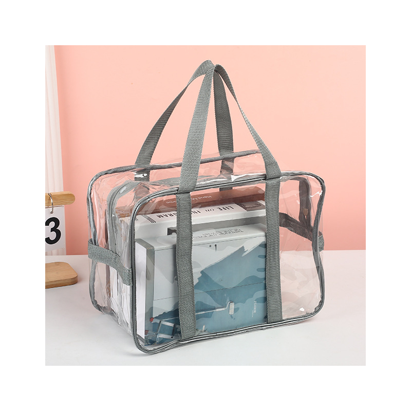 Geantă de mână transparentă din PVC, mai groasă și impermeabilă, geantă de plajă cu fermoar din plastic, capacitate mare pentru cumpărături, tote, personalizabilă