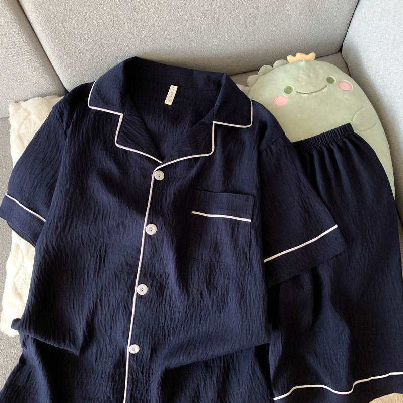 Muški ljetni pidžama set s kratkim rukavima – Cloud Cotton, kućna odjeća, lagano, velika veličina