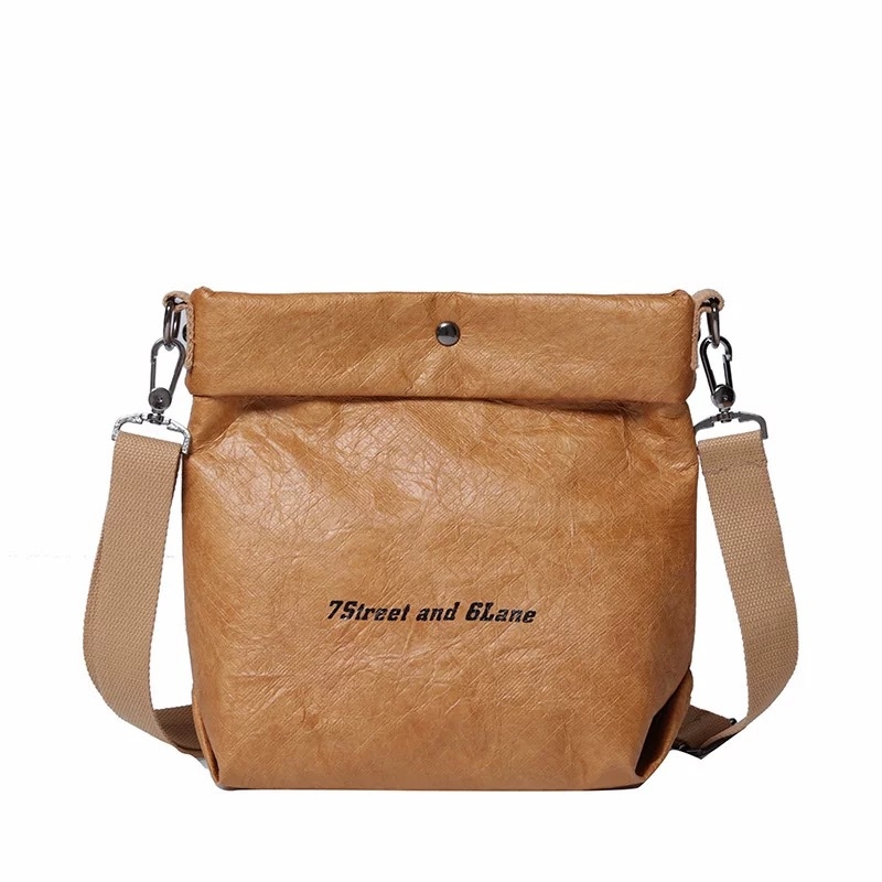Geantă crossbody din hârtie Dupont cu logo personalizat, kraft vintage, husă compactă pentru telefon