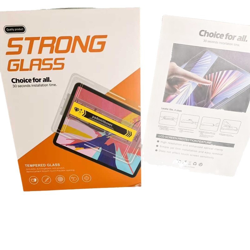 Set de protecție pentru tabletă cu folie din sticlă securizată, cutie cadou personalizată și ambalaj