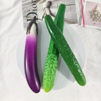 Modele PU simulate de castraveți și vinete, accesorii pentru fotografierea fructelor și legumelor, decor pentru dulap, jucărie de relaxare cu revenire lentă