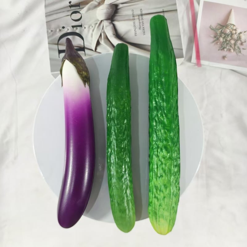 Modele PU simulate de castraveți și vinete, accesorii pentru fotografierea fructelor și legumelor, decor pentru dulap, jucărie de relaxare cu revenire lentă