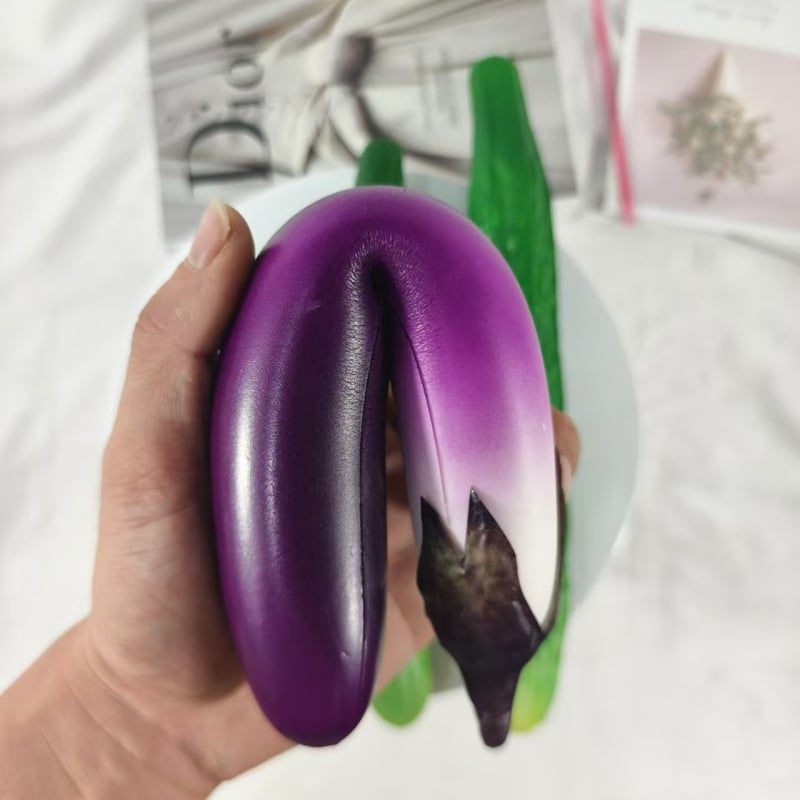 Modele PU simulate de castraveți și vinete, accesorii pentru fotografierea fructelor și legumelor, decor pentru dulap, jucărie de relaxare cu revenire lentă
