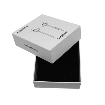 Cutie personalizată cu fereastră pentru căști wireless, cu cârlig, formă specială, carton alb pliabil