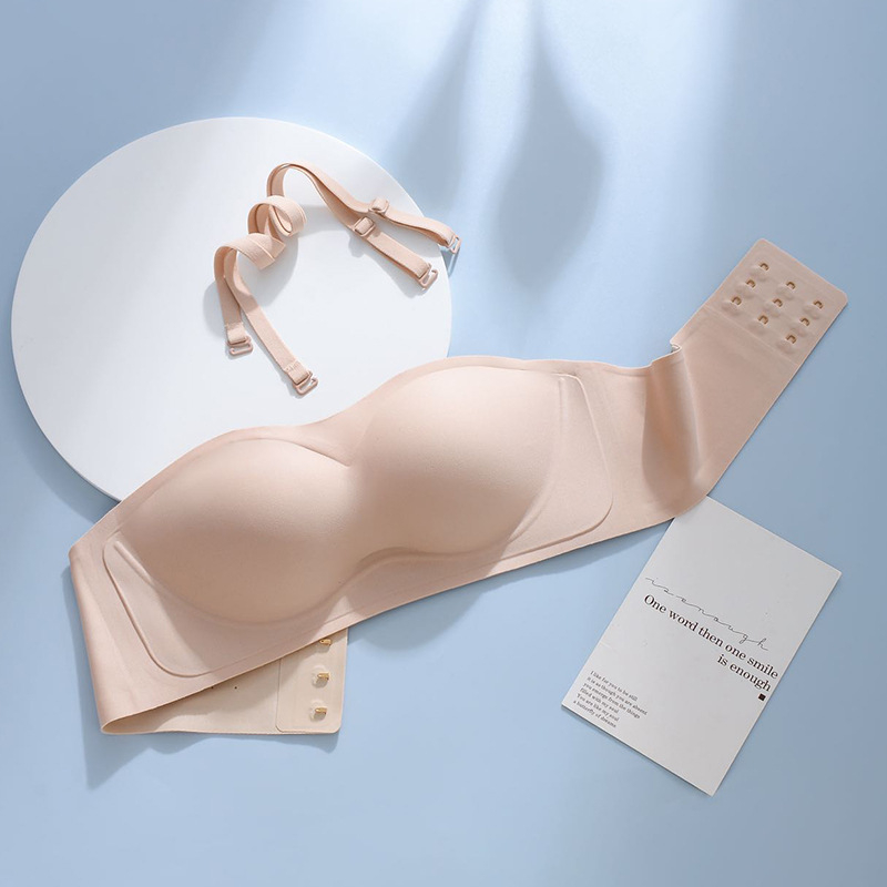 Mu Tingying pamučni bandeau grudnjak bez naramenica, bezšivan, protuklizan, 3/4 košarica, odvojive naramenice