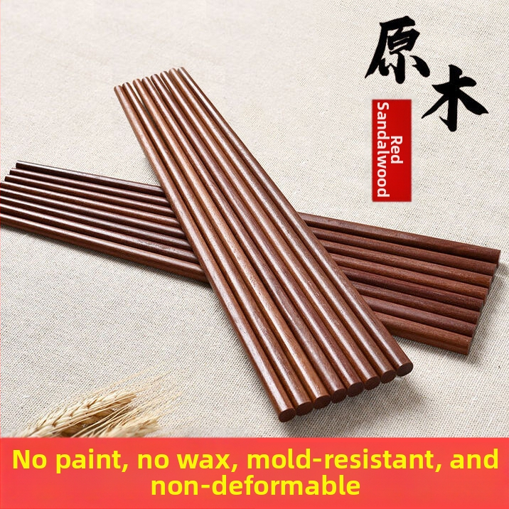 Bețișoare de lemn natural – set cu 10 perechi, din lemn roșu de santal și Padauk, fără vopsea și ceară, antiderapante, rezistente la mucegai și la temperaturi ridicate