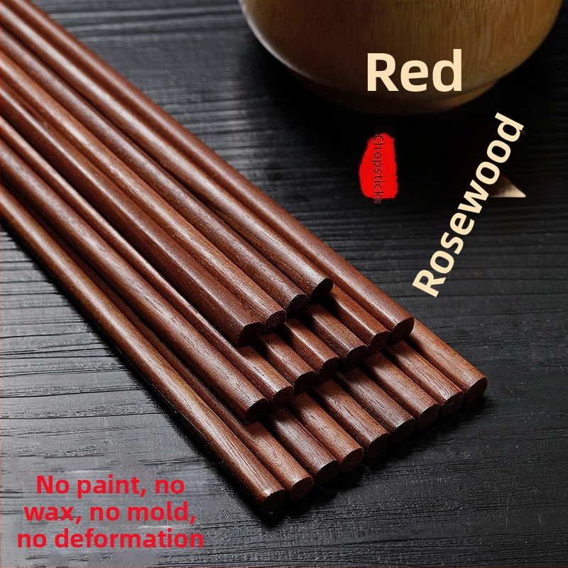 Bețișoare de lemn natural – set cu 10 perechi, din lemn roșu de santal și Padauk, fără vopsea și ceară, antiderapante, rezistente la mucegai și la temperaturi ridicate