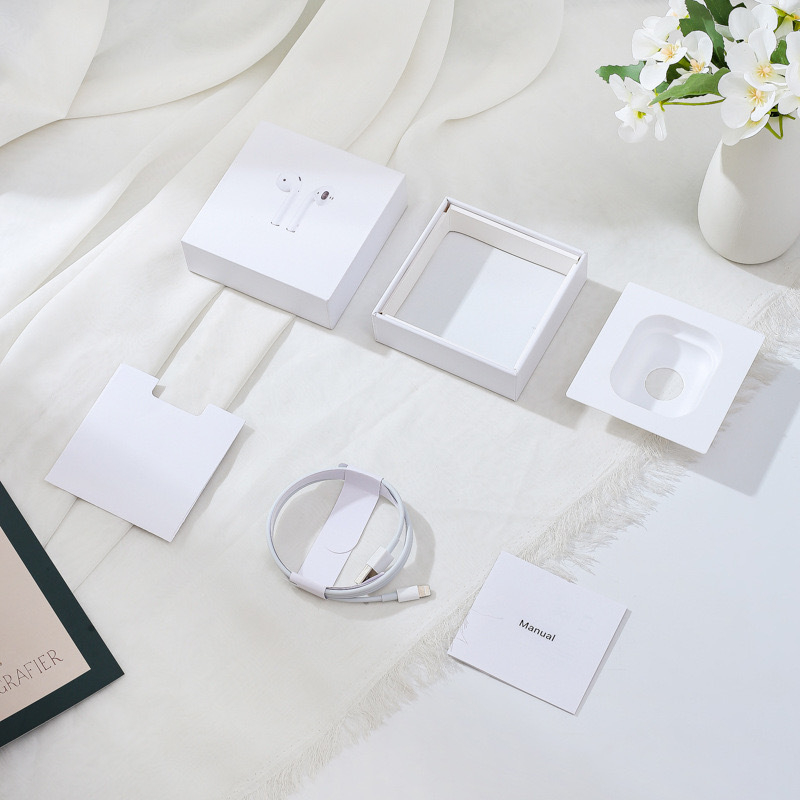 Kutija za pakiranje Bluetooth slušalica druge generacije visokokvalitetna, kompatibilna s Apple stilom, neutralnog dizajna, s ušnim navlakama, dvodijelna kartonska kutija