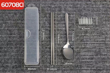 Jinda set tacâmuri din oțel inoxidabil – bețișoare și lingură, 3 piese într-o cutie cadou, portabil pentru drumeții și călătorii