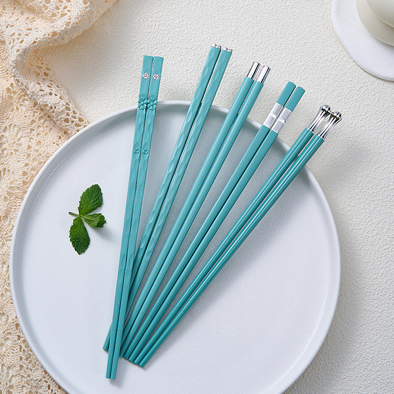Bețișoare metalice pentru uz casnic, câte un set pentru fiecare persoană, masă sănătoasă cu împărțire a porțiilor, design minimalist proaspăt