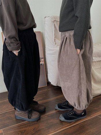 Jiaye Gyerek Corduroy Lantern nadrág, 9/10 hosszúságú, uniszex, erdei retro stílus