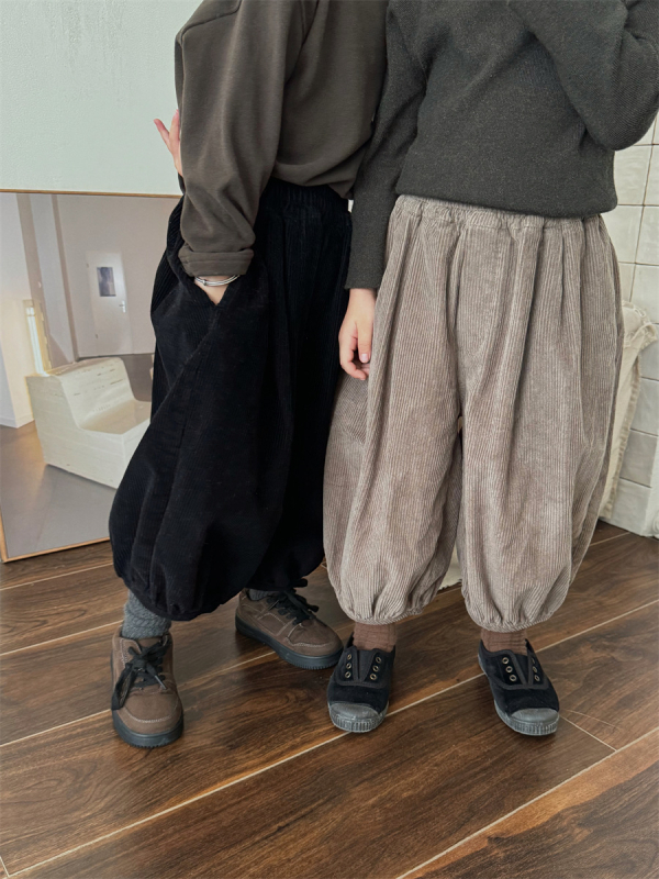Jiaye Gyerek Corduroy Lantern nadrág, 9/10 hosszúságú, uniszex, erdei retro stílus
