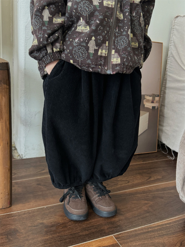 Jiaye Gyerek Corduroy Lantern nadrág, 9/10 hosszúságú, uniszex, erdei retro stílus