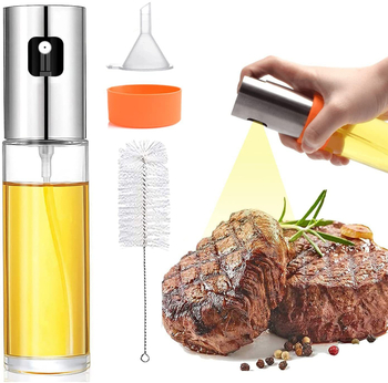 Sticlă spray din oțel inoxidabil 304 pentru uleiuri și condimente, cu interior din sticlă, pulverizator apăsare, fără scară