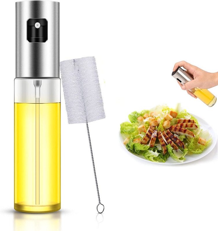 Sticlă spray din oțel inoxidabil 304 pentru uleiuri și condimente, cu interior din sticlă, pulverizator apăsare, fără scară
