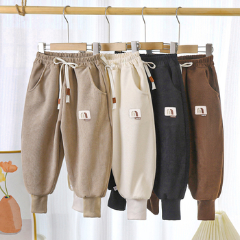 Corduroy gyerekeknek készült jogger nadrág, egyszínű, mindennapi casual nadrág gyermekeknek