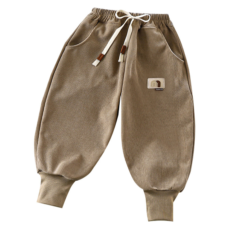Corduroy gyerekeknek készült jogger nadrág, egyszínű, mindennapi casual nadrág gyermekeknek