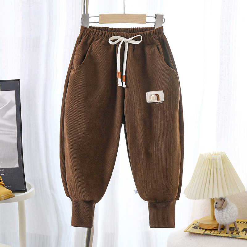 Corduroy gyerekeknek készült jogger nadrág, egyszínű, mindennapi casual nadrág gyermekeknek