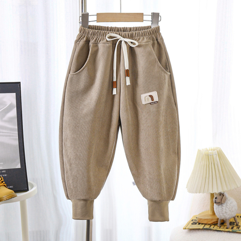 Corduroy gyerekeknek készült jogger nadrág, egyszínű, mindennapi casual nadrág gyermekeknek