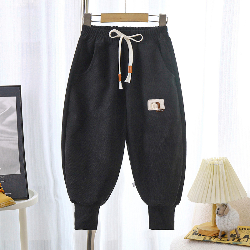 Corduroy gyerekeknek készült jogger nadrág, egyszínű, mindennapi casual nadrág gyermekeknek