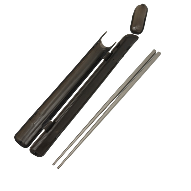 Set bețișoare din titan pur – design pătrat, portabil, tacâmuri din titan pentru adulți și copii, ecologice