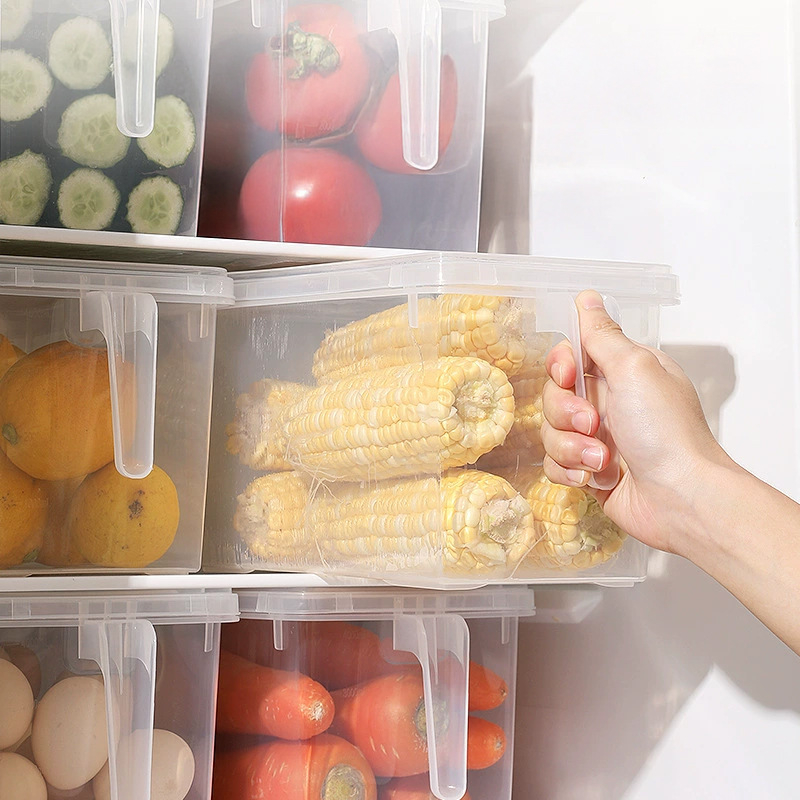 Cutie transparentă de depozitare pentru frigider, tip sertar, etanșă, pentru ouă și alimente