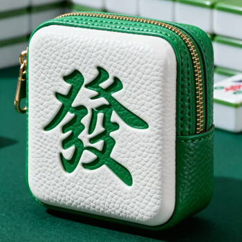 Нов портфейл за монети с мотив Mahjong и късмет, PU кожа, компактна чанта за червило, мини презрамка за ежедневна употреба