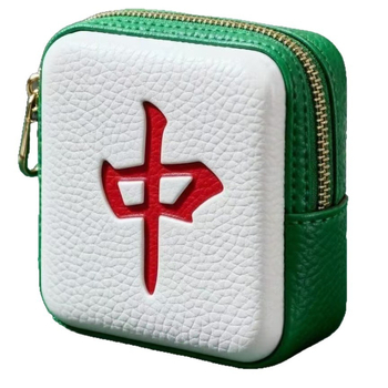 Нов портфейл за монети с мотив Mahjong и късмет, PU кожа, компактна чанта за червило, мини презрамка за ежедневна употреба