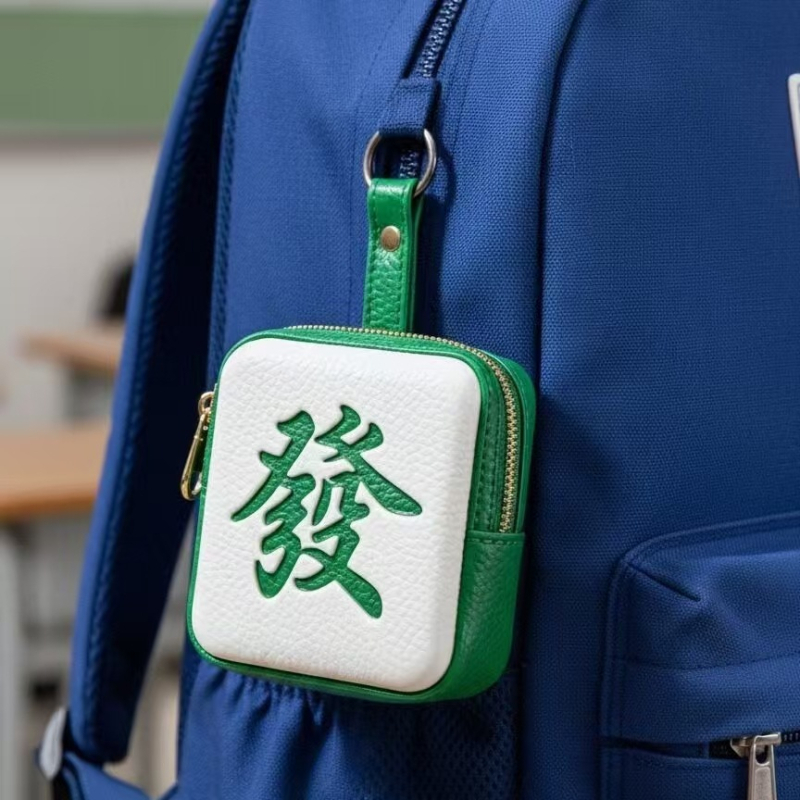 Нов портфейл за монети с мотив Mahjong и късмет, PU кожа, компактна чанта за червило, мини презрамка за ежедневна употреба