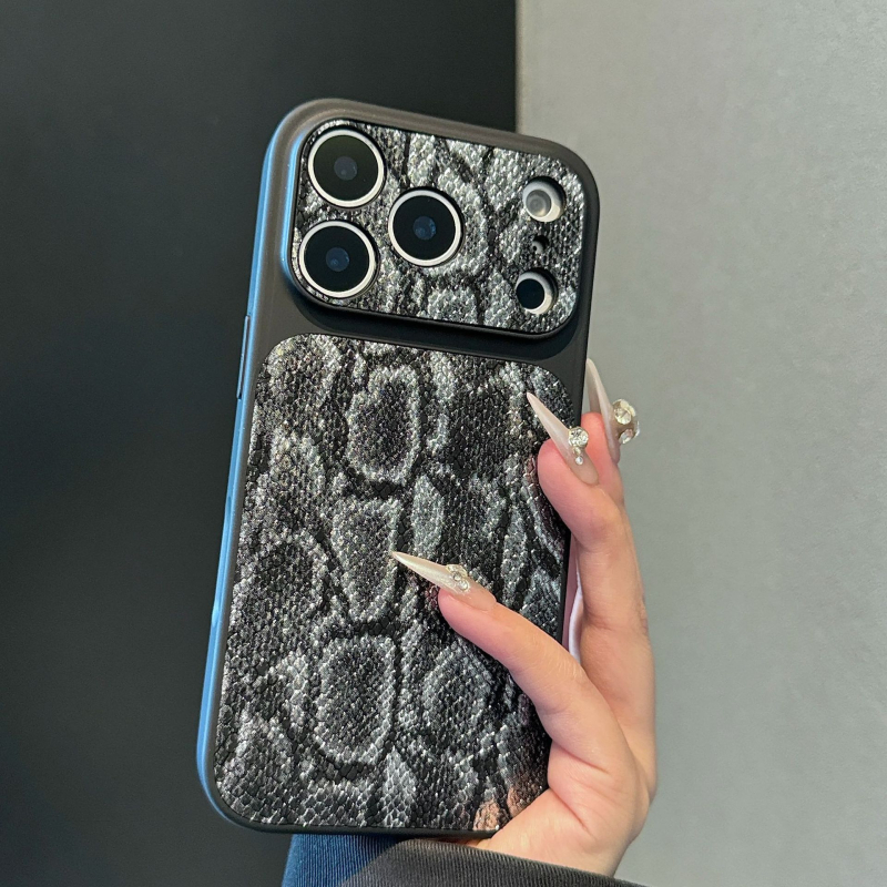 Lagana luksuzna maska sa uzorkom zmijske kože za seriju iPhone 13–17, s velikim prozorom i zaštitom od padova
