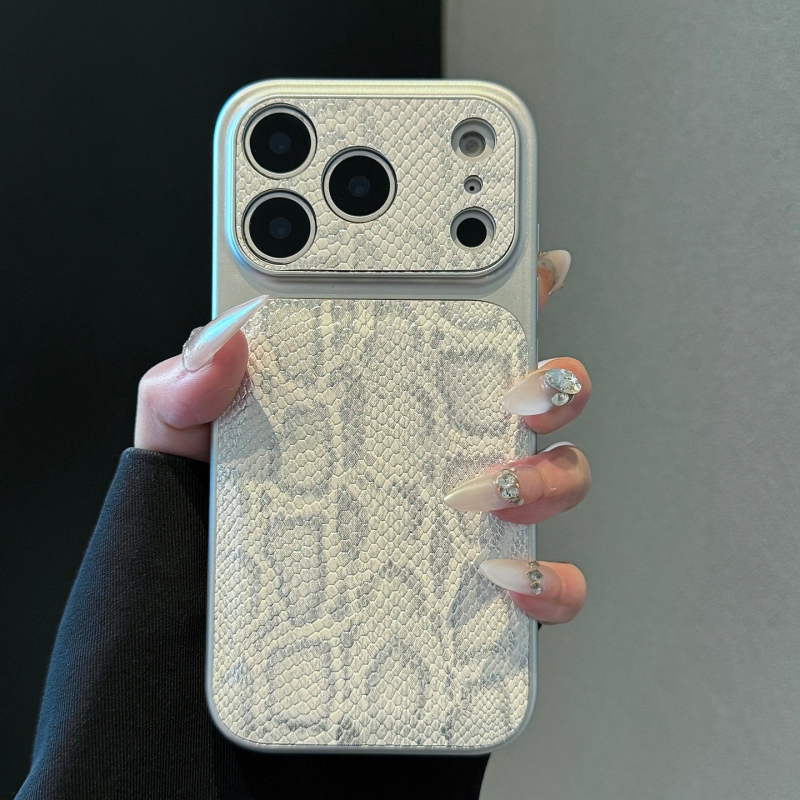 Lagana luksuzna maska sa uzorkom zmijske kože za seriju iPhone 13–17, s velikim prozorom i zaštitom od padova