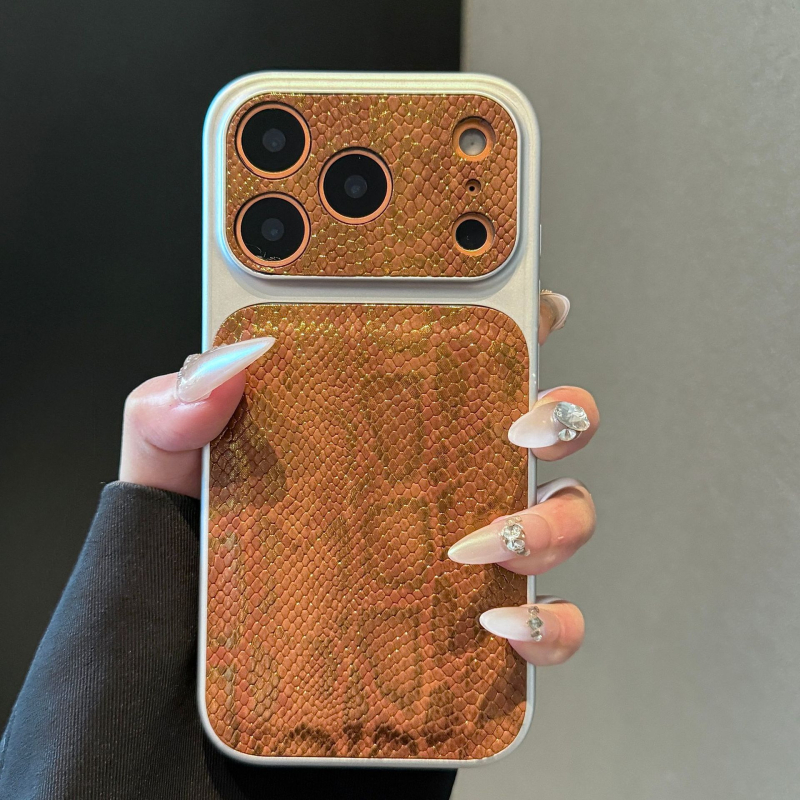 Lagana luksuzna maska sa uzorkom zmijske kože za seriju iPhone 13–17, s velikim prozorom i zaštitom od padova