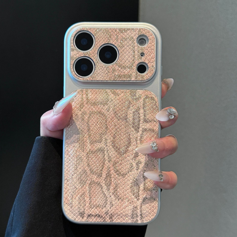 Lagana luksuzna maska sa uzorkom zmijske kože za seriju iPhone 13–17, s velikim prozorom i zaštitom od padova