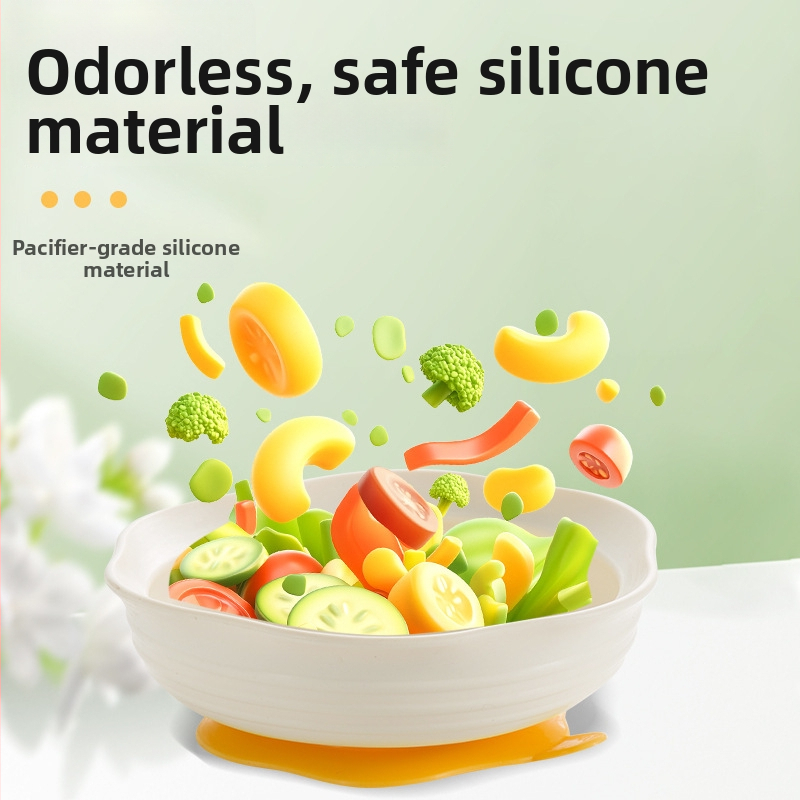 Vas de hrănire pentru bebeluți din silicon, în formă de ou, cu bază de ventuză