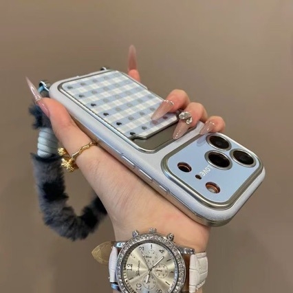 Portcard oglindit minimalist, culoare solidă, compatibil cu iPhone 17 Pro Max, model carouri 15, husă iPhone 16, design inimă 14