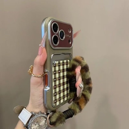 Portcard oglindit minimalist, culoare solidă, compatibil cu iPhone 17 Pro Max, model carouri 15, husă iPhone 16, design inimă 14