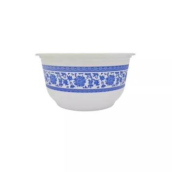 Boluri din plastic de unică folosință, cu model albastru-alb, rotunde, pentru orez și supă, stil pastoral chinezesc
