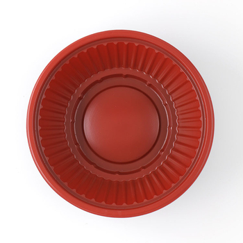 Vas rotund din plastic PP, roșu-negru, pentru salată, somon sashimi, ramen și supă, bol de unică folosință, capacitate 420 ml